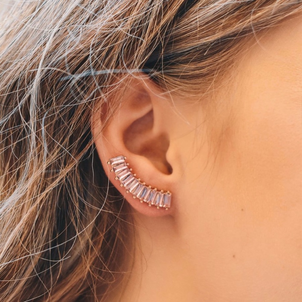 Curved Crystal Earrings